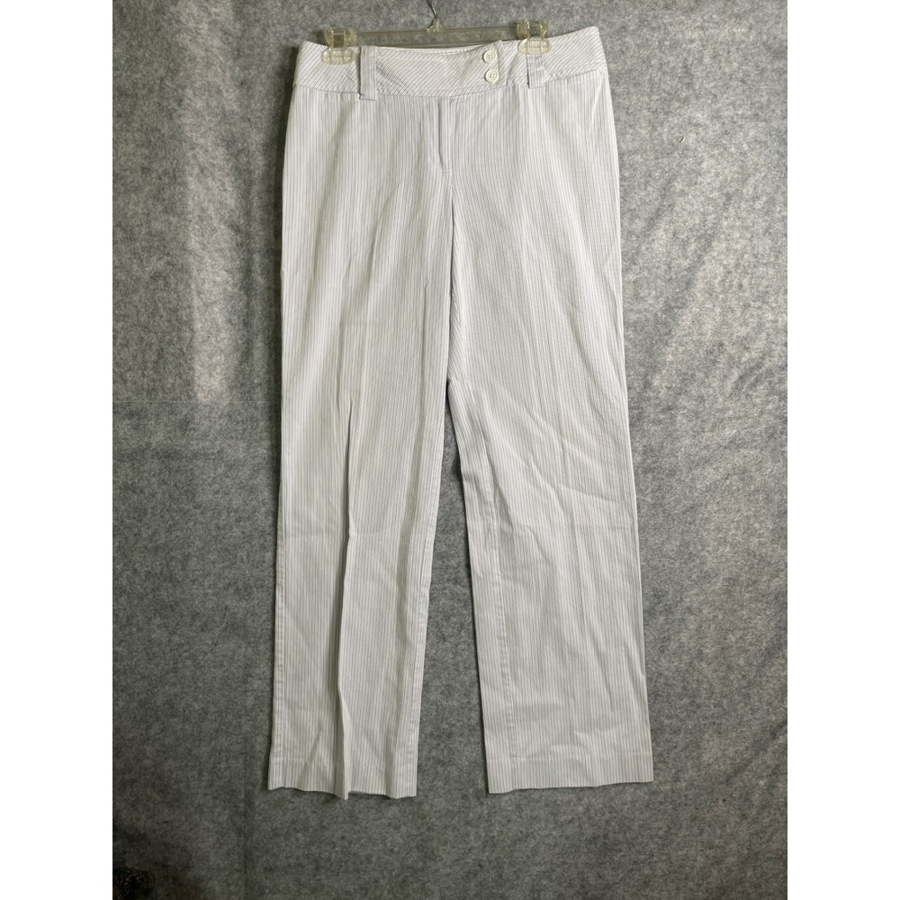 Ann Taylor LOFT Marisa Pinstripe Pants Blue White Seersucker Cotton Size 8